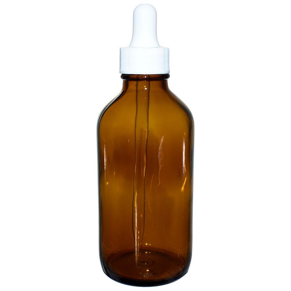 4 oz. Amber Boston Round with White Glass Dropper (22/400) (V5) (V8)