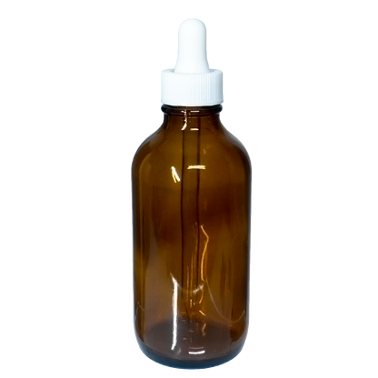 4 oz. Amber Boston Round with White Glass Dropper (22/400) (V8) (V8)