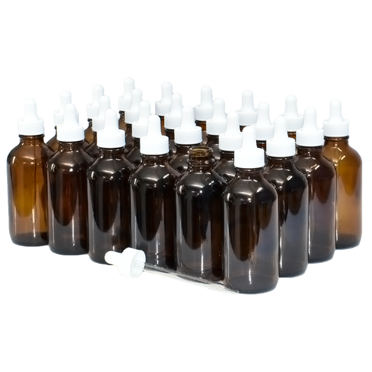 4 oz. Amber Boston Round with White Glass Dropper (22/400) (V8) (V8)