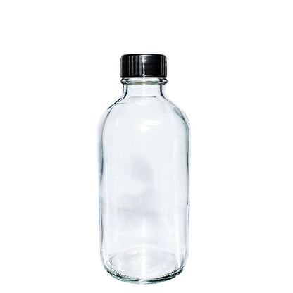 4 oz. Clear Boston Round with Black Cone Lined Cap (22/400) (V22) (V5)