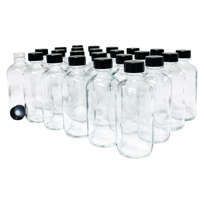 4 oz. Clear Boston Round with Black Cone Lined Cap (22/400) (V4) (V10)