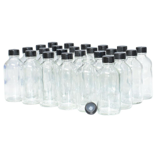 4 oz. Clear Boston Round with Black Cone Lined Cap (22/400) (V8) (V5)