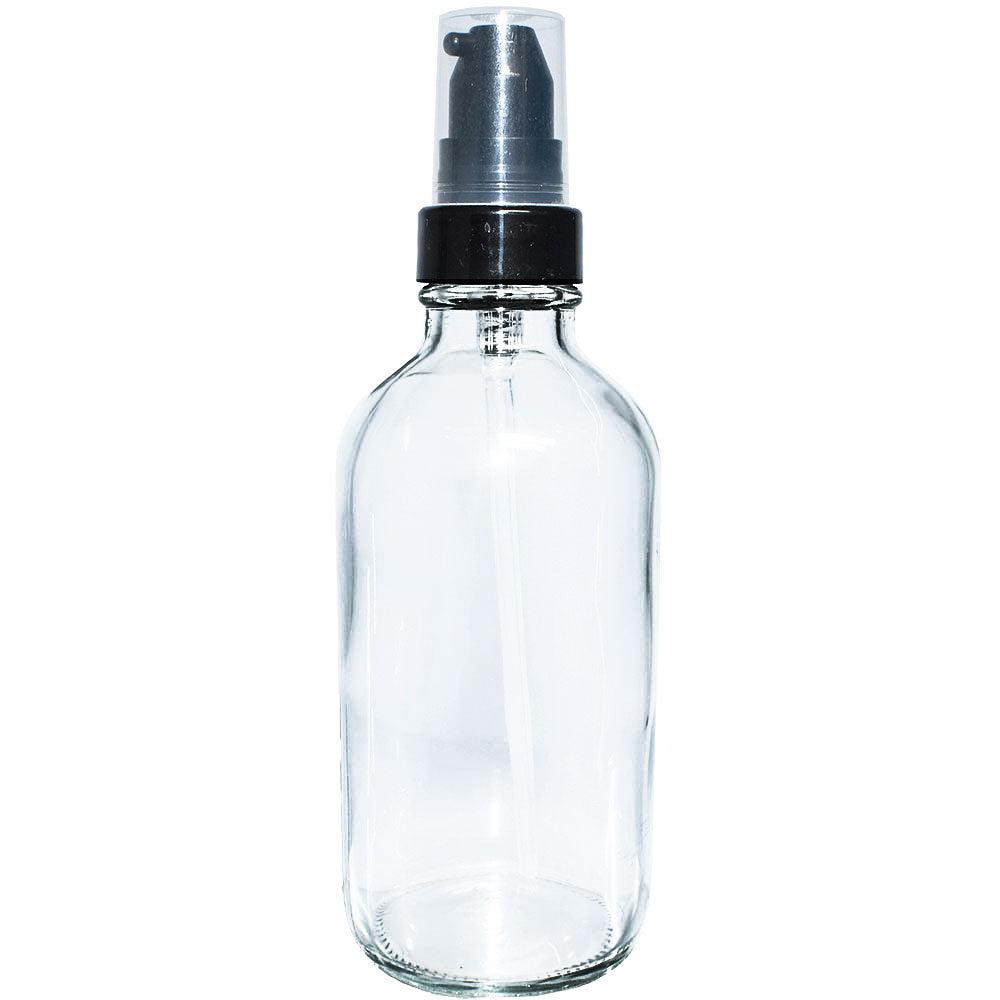 4 oz. Clear Boston Round with Black Cream Pump (22/400) (V20) (V20)