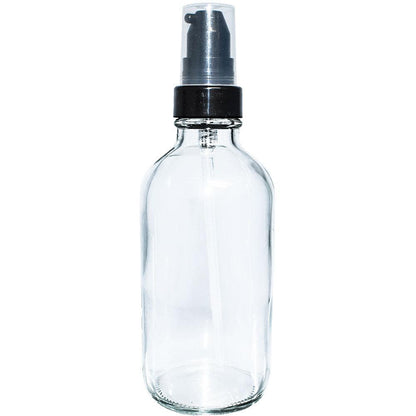 4 oz. Clear Boston Round with Black Cream Pump (22/400) (V20) (V20)