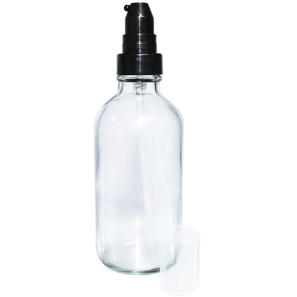 4 oz. Clear Boston Round with Black Cream Pump (22/400) (V20) (V20)