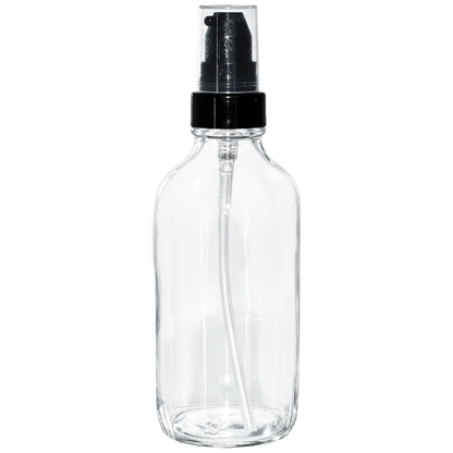 4 oz. Clear Boston Round with Black Cream Pump (22/400) (V23) (V20)