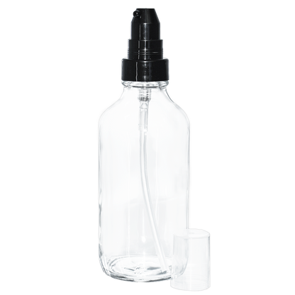 4 oz. Clear Boston Round with Black Cream Pump (22/400) (V23) (V20)