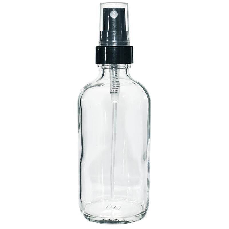 4 oz. Clear Boston Round with Black Fine-Mist Sprayer (Smooth) (22/400) (V4) (V20)