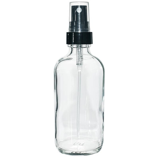 4 oz. Clear Boston Round with Black Fine-Mist Sprayer (Smooth) (22/400) (V4) (V20)