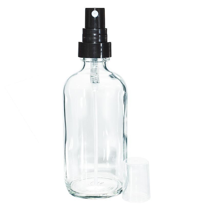 4 oz. Clear Boston Round with Black Fine-Mist Sprayer (Smooth) (22/400) (V4) (V20)