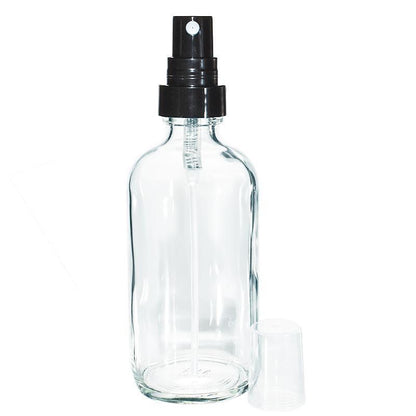4 oz. Clear Boston Round with Black Fine-Mist Sprayer (Smooth) (22/400) (V4) (V20)