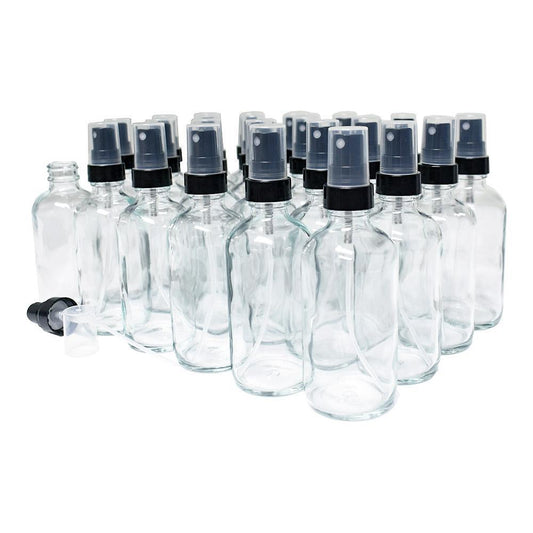 4 oz. Clear Boston Round with Black Fine-Mist Sprayer (Smooth) (22/400) (V4) (V20)