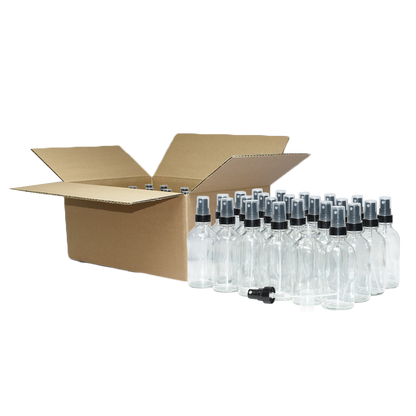4 oz. Clear Boston Round with Black Fine-Mist Sprayer (Smooth) (22/400) (V8) (V20)