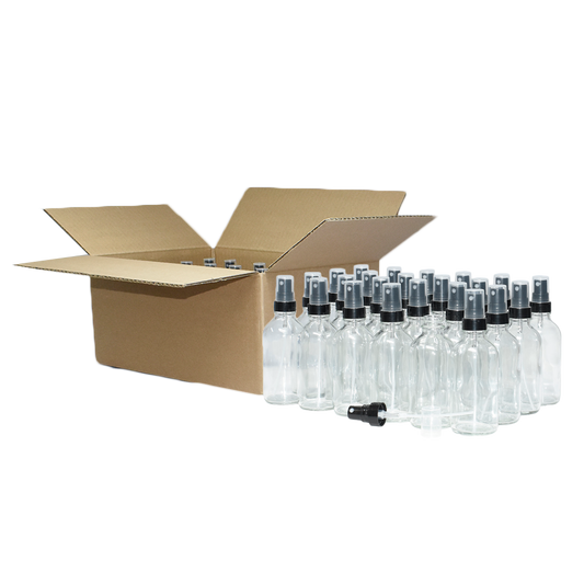 4 oz. Clear Boston Round with Black Fine-Mist Sprayer (Smooth) (22/400) (V8) (V20)