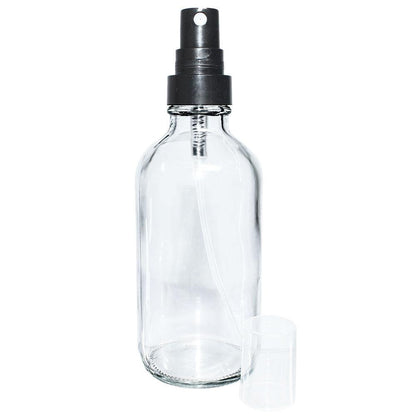 4 oz. Clear Boston Round with Black Fine-Mist Sprayer (Smooth) (22/400) (V8) (V20)