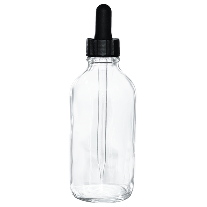 4 oz. Clear Boston Round with Black Glass Dropper (22/400) (V23) (V23)