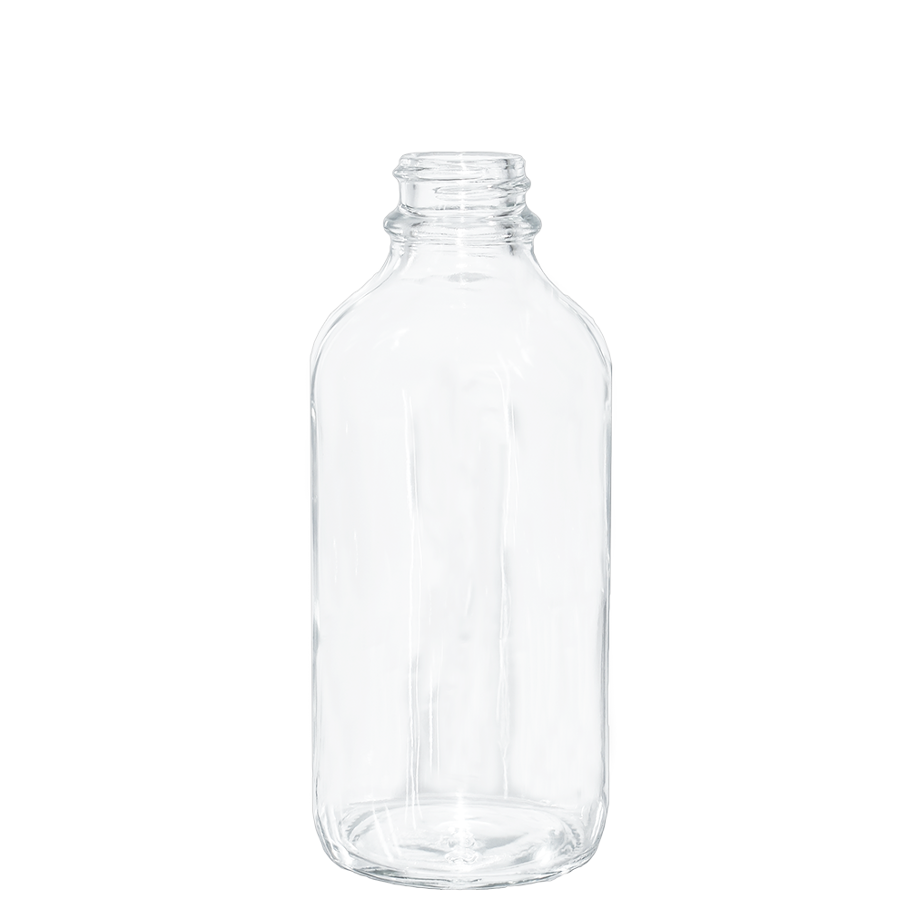 4 oz. Clear Boston Round with Black Glass Dropper (22/400) (V23) (V23)
