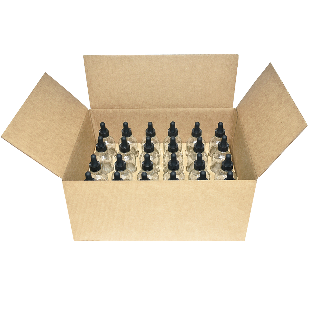 4 oz. Clear Boston Round with Black Glass Dropper (22/400) (V23) (V23)