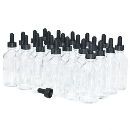 4 oz. Clear Boston Round with Black Glass Dropper (22/400) (V23) (V23)