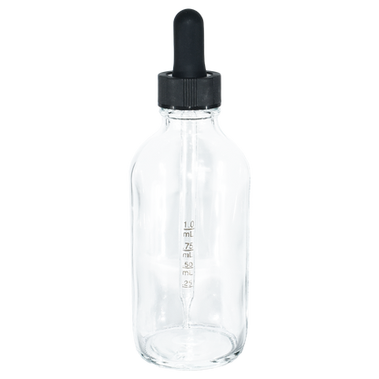4 oz. Clear Boston Round with Black Graduated Glass Dropper (22/400) (V23) (V20)