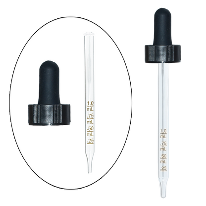 4 oz. Clear Boston Round with Black Graduated Glass Dropper (22/400) (V23) (V20)