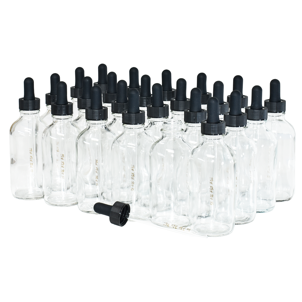 4 oz. Clear Boston Round with Black Graduated Glass Dropper (22/400) (V23) (V20)