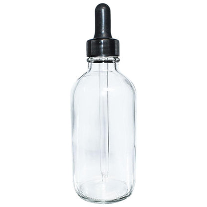 4 oz. Clear Boston Round with Nitrile Rubber Black Glass Dropper (22/400) (V20) (V12)