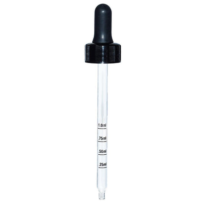 4 oz. Clear Boston Round with Nitrile Rubber Black Graduated Glass Dropper (22/400) (V20) (V12)
