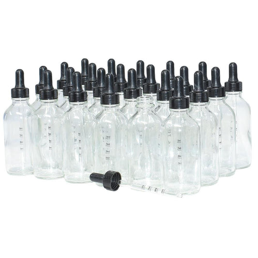 4 oz. Clear Boston Round with Nitrile Rubber Black Graduated Glass Dropper (22/400) (V20) (V12)