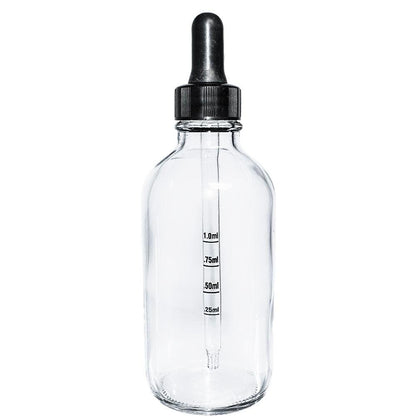 4 oz. Clear Boston Round with Nitrile Rubber Black Graduated Glass Dropper (22/400) (V22) (V12)