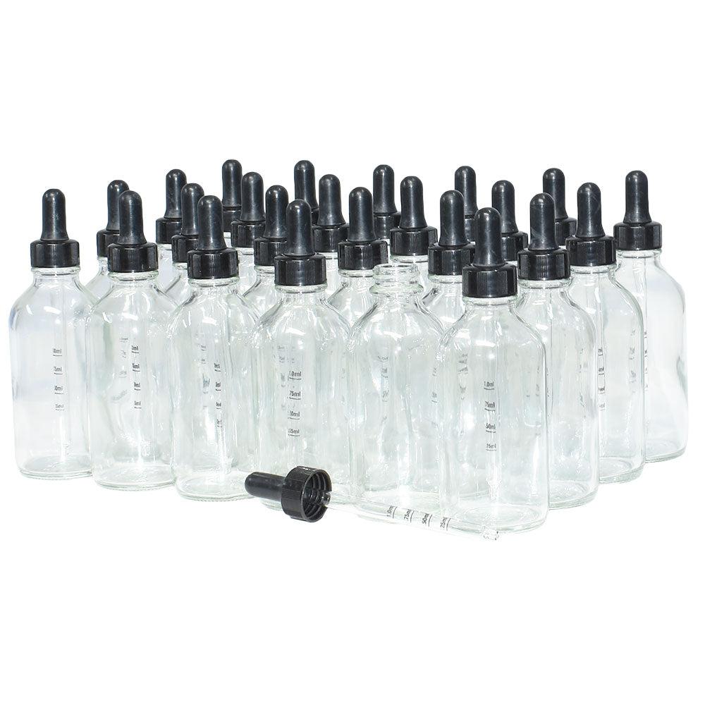 4 oz. Clear Boston Round with Nitrile Rubber Black Graduated Glass Dropper (22/400) (V22) (V12)