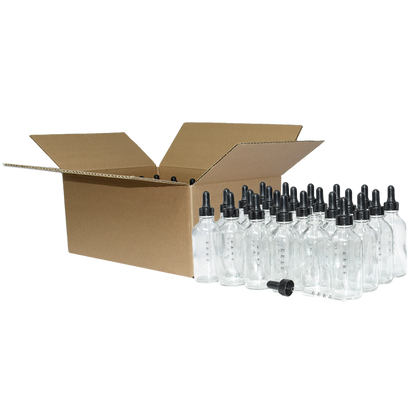 4 oz. Clear Boston Round with Nitrile Rubber Black Graduated Glass Dropper (22/400) (V23) (V12)