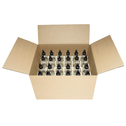 4 oz. Clear Boston Round with Nitrile Rubber Black Graduated Glass Dropper (22/400) (V23) (V12)