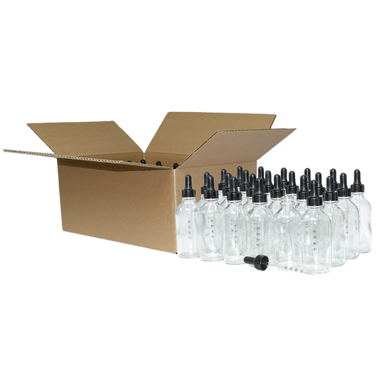 4 oz. Clear Boston Round with Nitrile Rubber Black Graduated Glass Dropper (22/400) (V8) (V12)