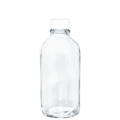 4 oz. Clear Boston Round with Reducer and White Cap (22/400) (V23) (V1)
