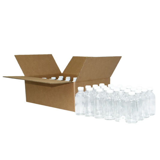 4 oz. Clear Boston Round with Reducer and White Cap (22/400) (V8) (V1)