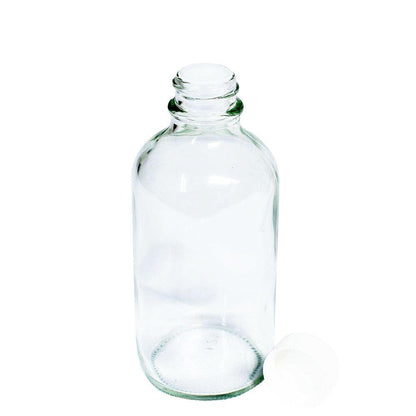 4 oz. Clear Boston Round with Reducer and White Cap (22/400) (V8) (V1)