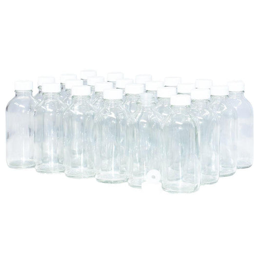 4 oz. Clear Boston Round with Reducer and White Cap (22/400) (V8) (V1)