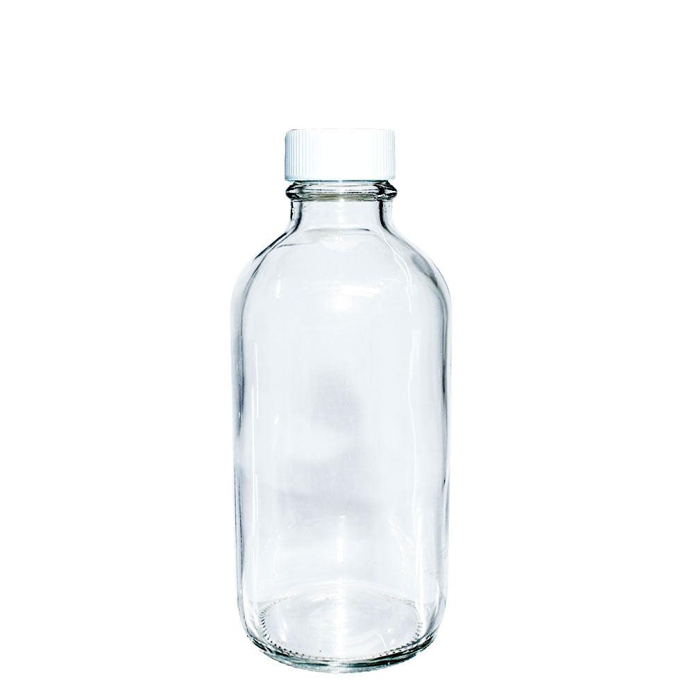 4 oz. Clear Boston Round with White Cap (22/400) (V22) (V1)