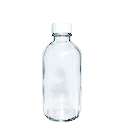 4 oz. Clear Boston Round with White Cap (22/400) (V22) (V1)