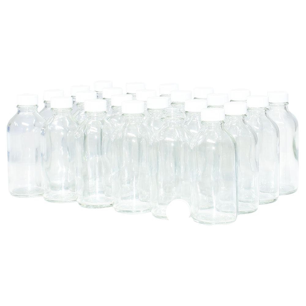 4 oz. Clear Boston Round with White Cap (22/400) (V22) (V1)