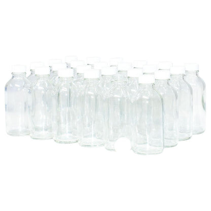 4 oz. Clear Boston Round with White Cap (22/400) (V22) (V1)