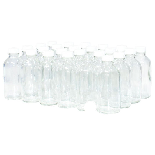 4 oz. Clear Boston Round with White Cap (22/400) (V8) (V1)