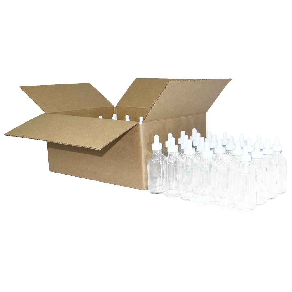 4 oz. Clear Boston Round with White Glass Dropper (22/400) (V23) (V8)