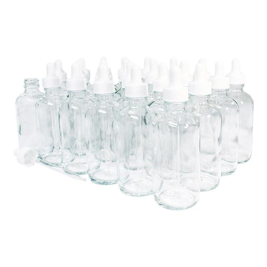 4 oz. Clear Boston Round with White Glass Dropper (22/400) (V4) (V8)