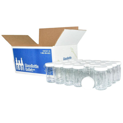 4 oz. Clear Glass Jar with White Plastic Cap (48/400) (V4) (V7)
