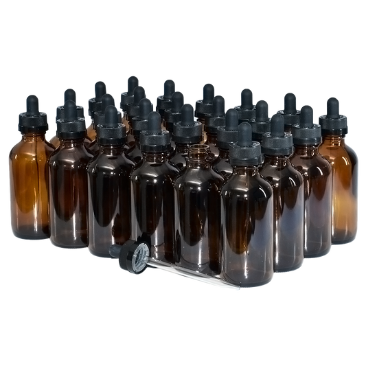 4 oz. Amber Boston Round with Black Child-Resistant Glass Dropper (22/400) (V23) (V8)
