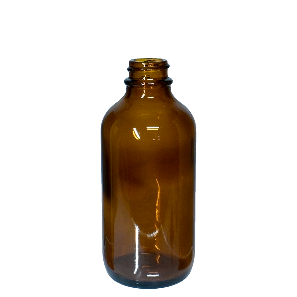 4 oz. Amber Boston Round with Black Cone Lined Cap (22/400) (V23) (V5)