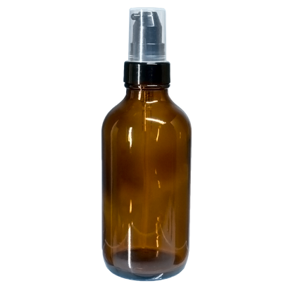 4 oz. Amber Boston Round with Black Cream Pump (22/400) (V23) (V20)