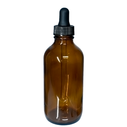 4 oz. Amber Boston Round with Black Glass Dropper (22/400) (V23) (V8)
